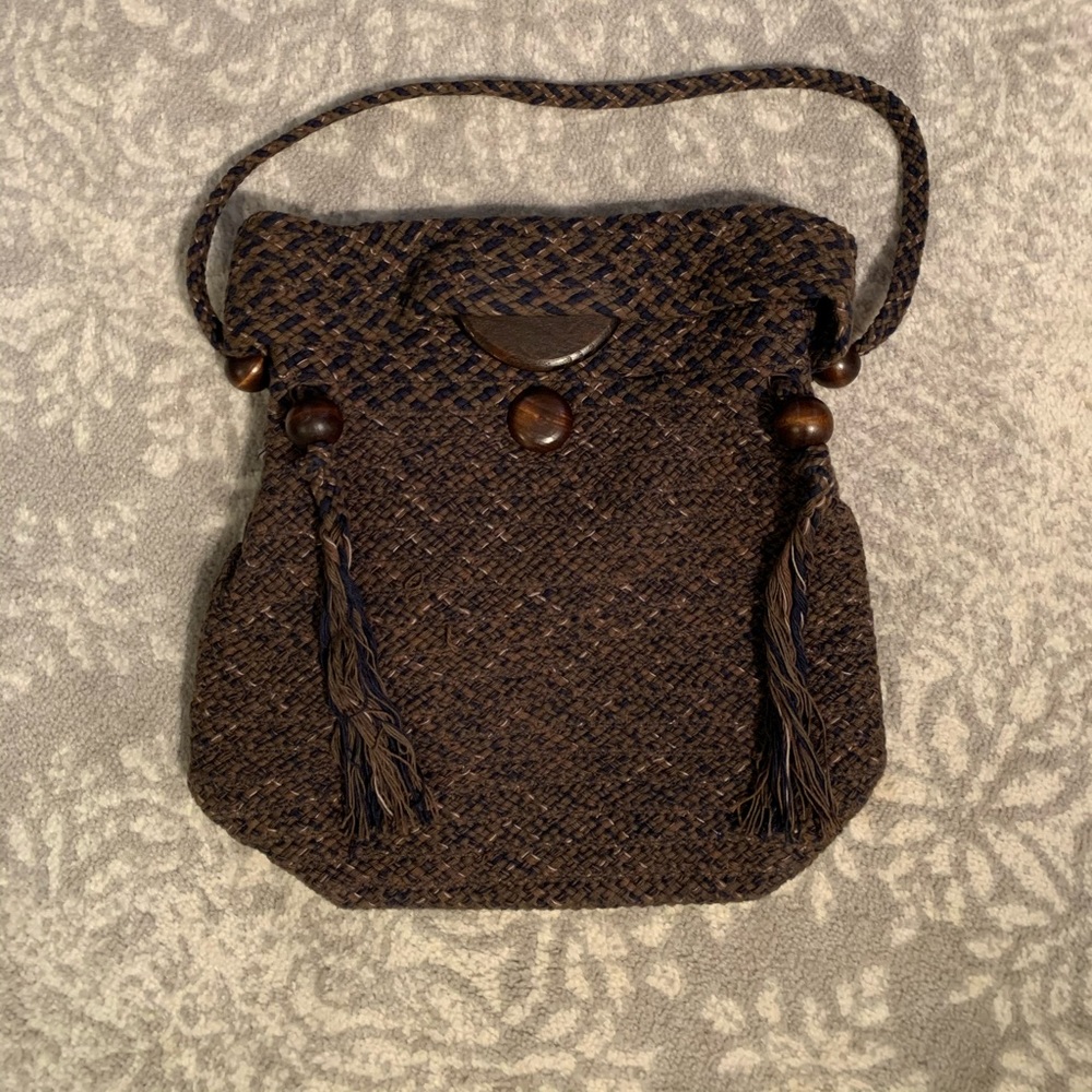 SLOANE STUART HANDCRAFTED BROWN/NAVY  HANDBAG